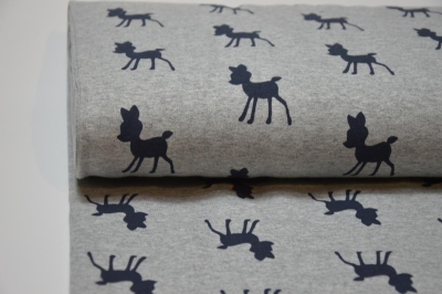 French Terry | Rehkitz schwarz | grau meliert